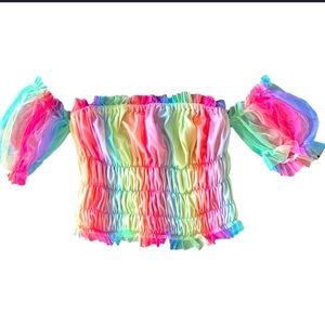 shien rainbow crop top size large